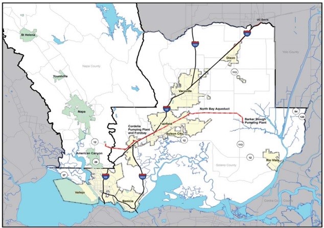 Map showing the North Bay Aqueduct Location